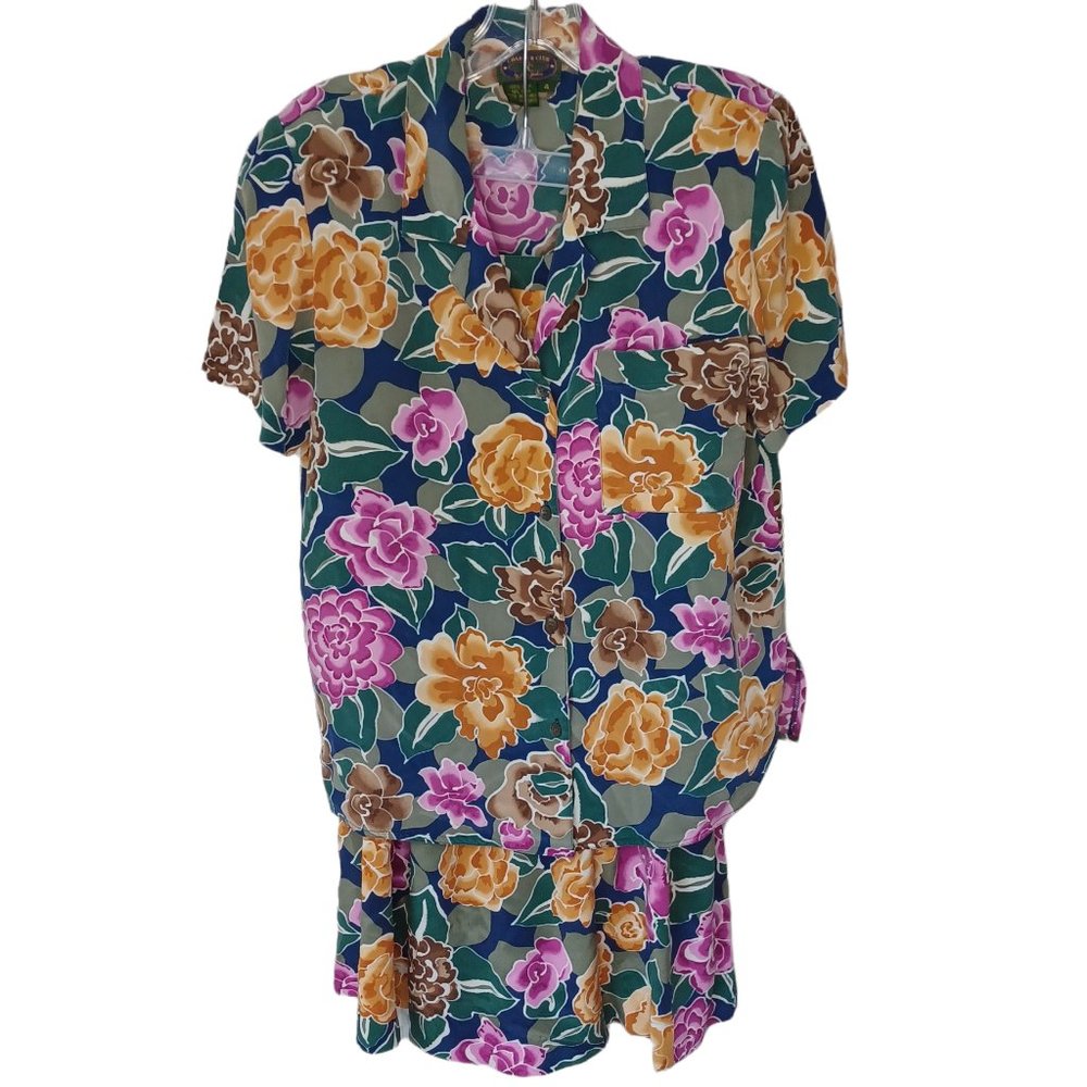 Charter Club Floral Silk Skirt Suit Size 4